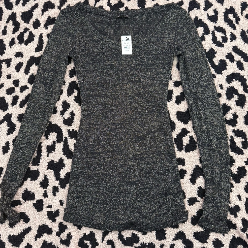 Express Metallic Black Knit Top